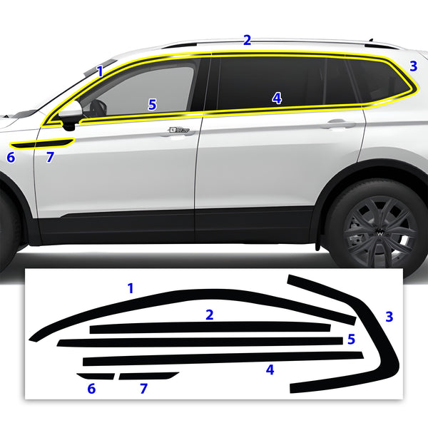 Vinyl Chrome Delete Grille Window Wheel Blackout Decal Stickers Overlay Film Fits Volkswagen Tiguan