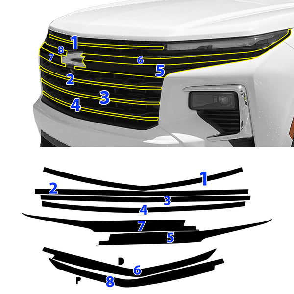 Fits Chevrolet Traverse 2024-2026 Vinyl Chrome Delete Grille Blackout Decal Stickers Overlay Film