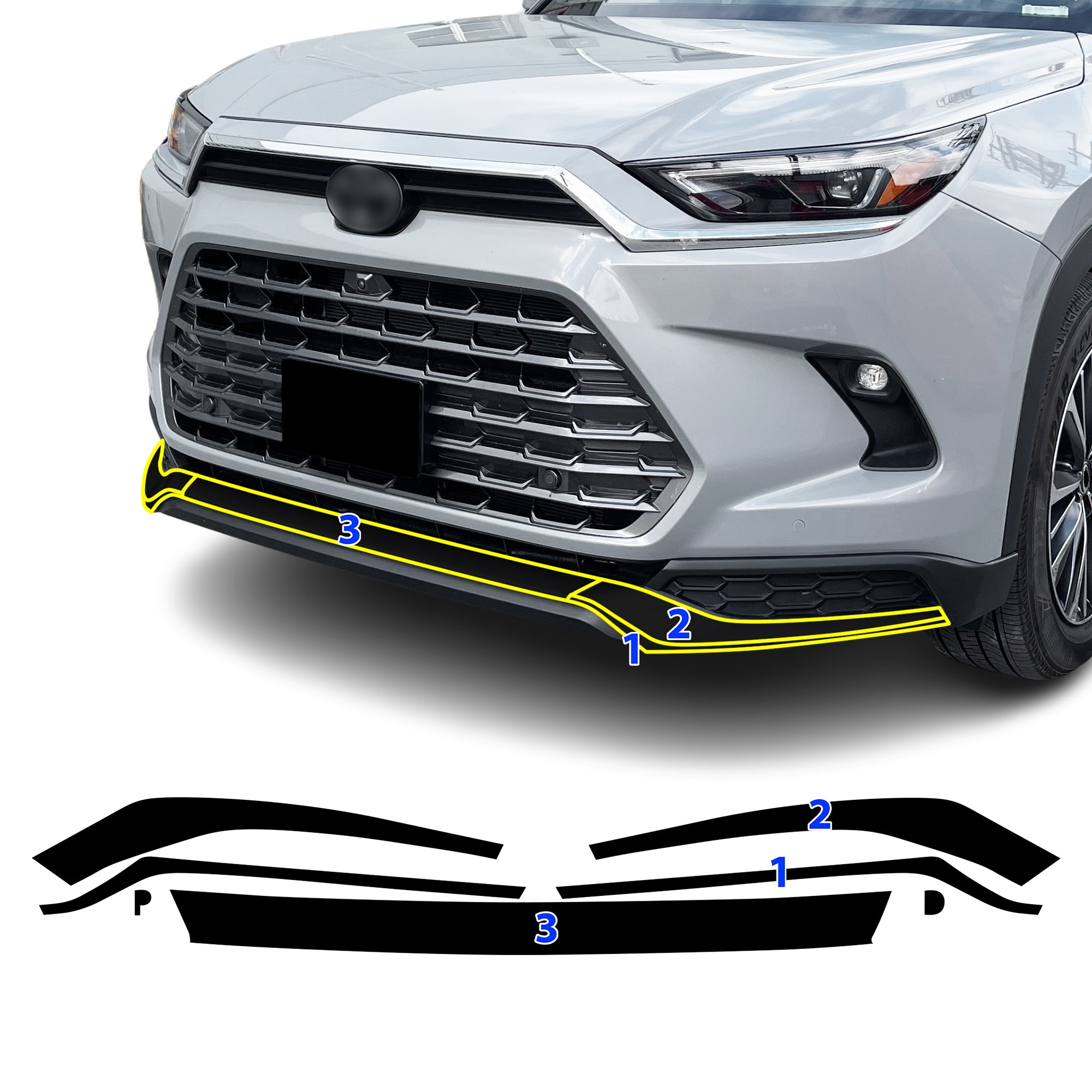 Toyota Grand Highlander 2024-2026 Blackout Chrome Delete Kit - Precut Gloss Black Vinyl Overlays