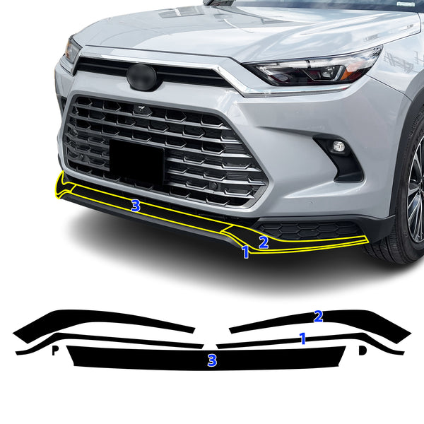 Vinyl Chrome Delete Grille Side Window Blackout Decal Stickers Overlay Film Fits Toyota Grand Highlander 2024 2025
