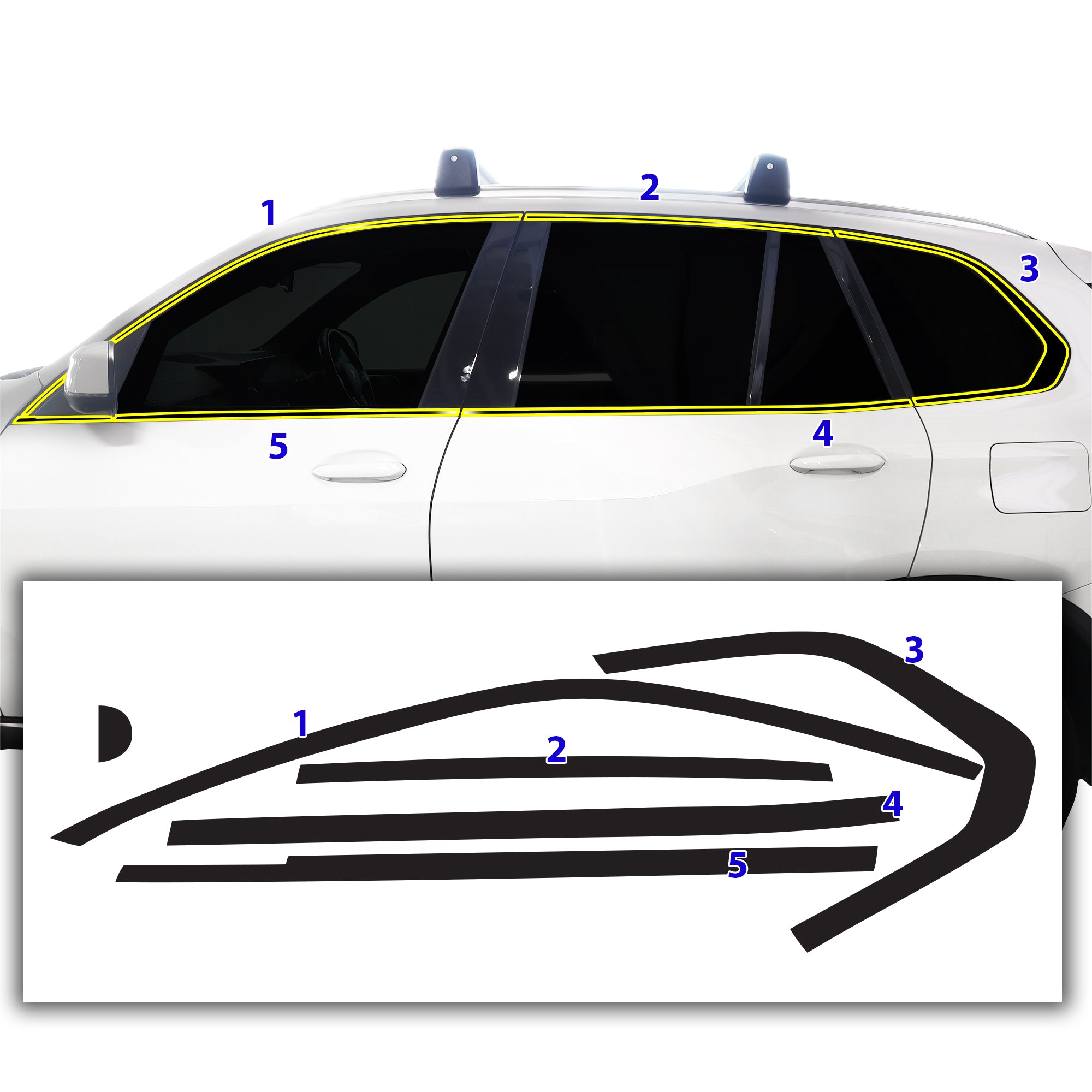 Vinyl Chrome Delete Grille Side Window Blackout Decal Stickers Overlay Film Fits BMW X5 2019 - 2025 - Bogar Tech Designs