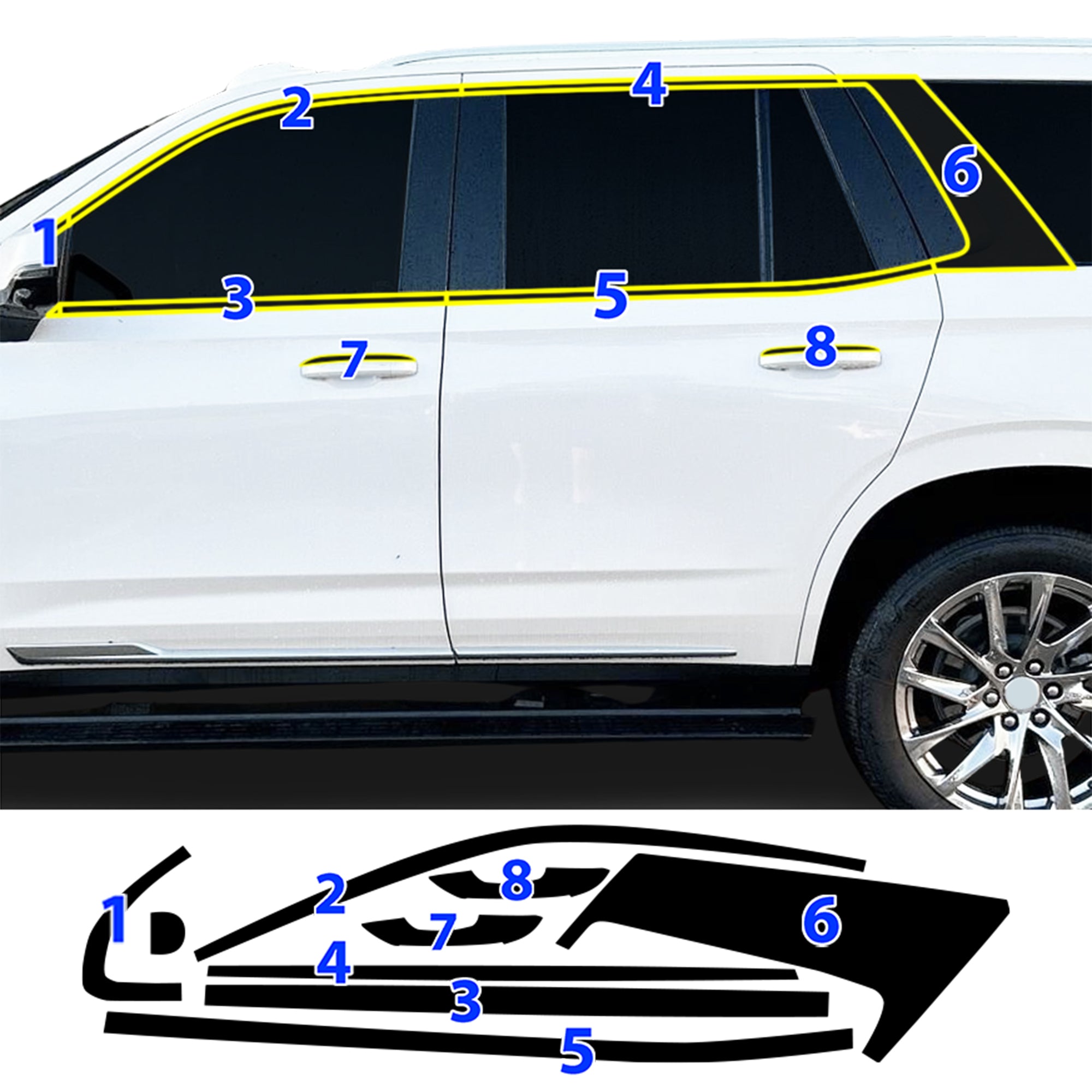 Cadillac Escalade 2021-2026 Blackout Chrome Delete Kit - Precut Gloss Black Vinyl Overlays
