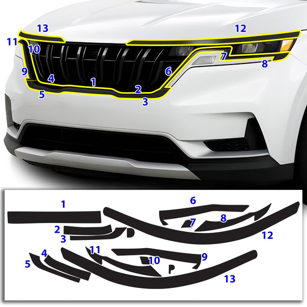 Vinyl Chrome Delete Grille Side Window Rear Blackout Decal Stickers Overlay Film Fits Kia Carnival 2022-2024