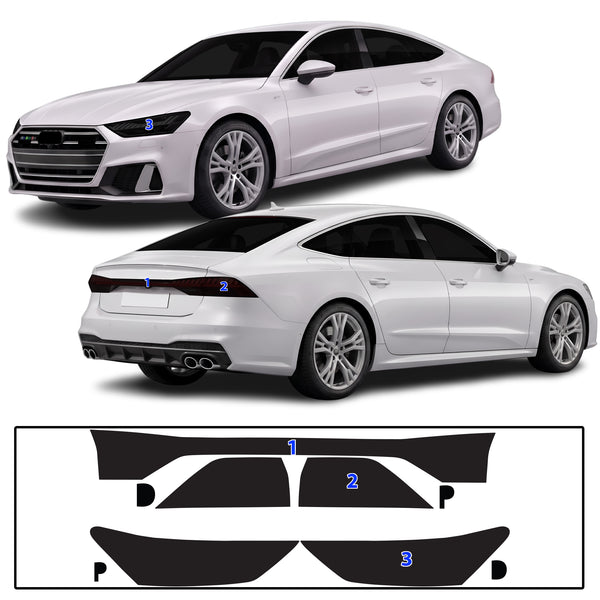 Audi S7 A7 Sportback 2019–2026 Dark Smoke Headlight & Taillight Tint Kit – Precut Vinyl Lens Overlays