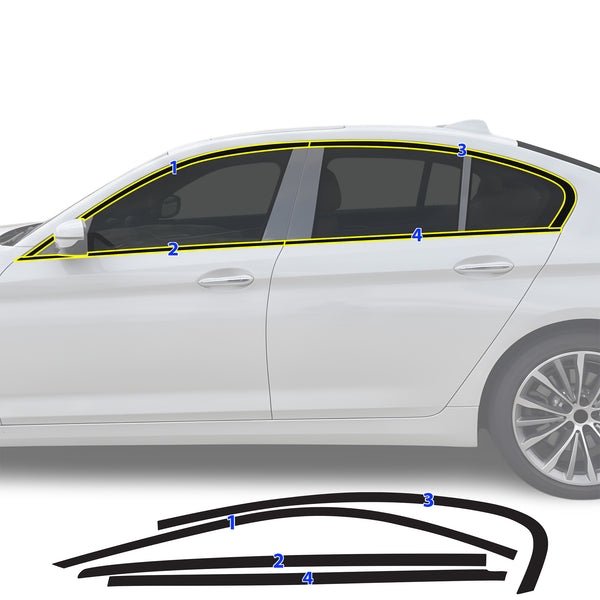 BMW 5 Series 2018-2023 Blackout Chrome Delete Kit – Precut Gloss Black Vinyl Overlays