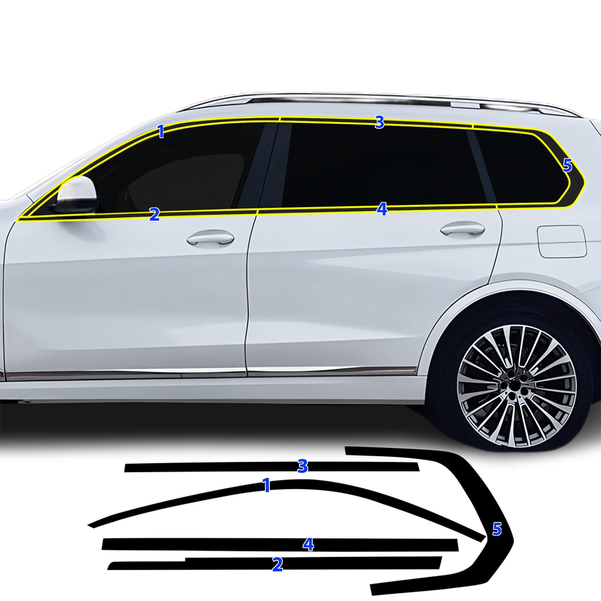 BMW X7 2019-2026 Blackout Chrome Delete Kit – Precut Gloss Black Vinyl Overlays