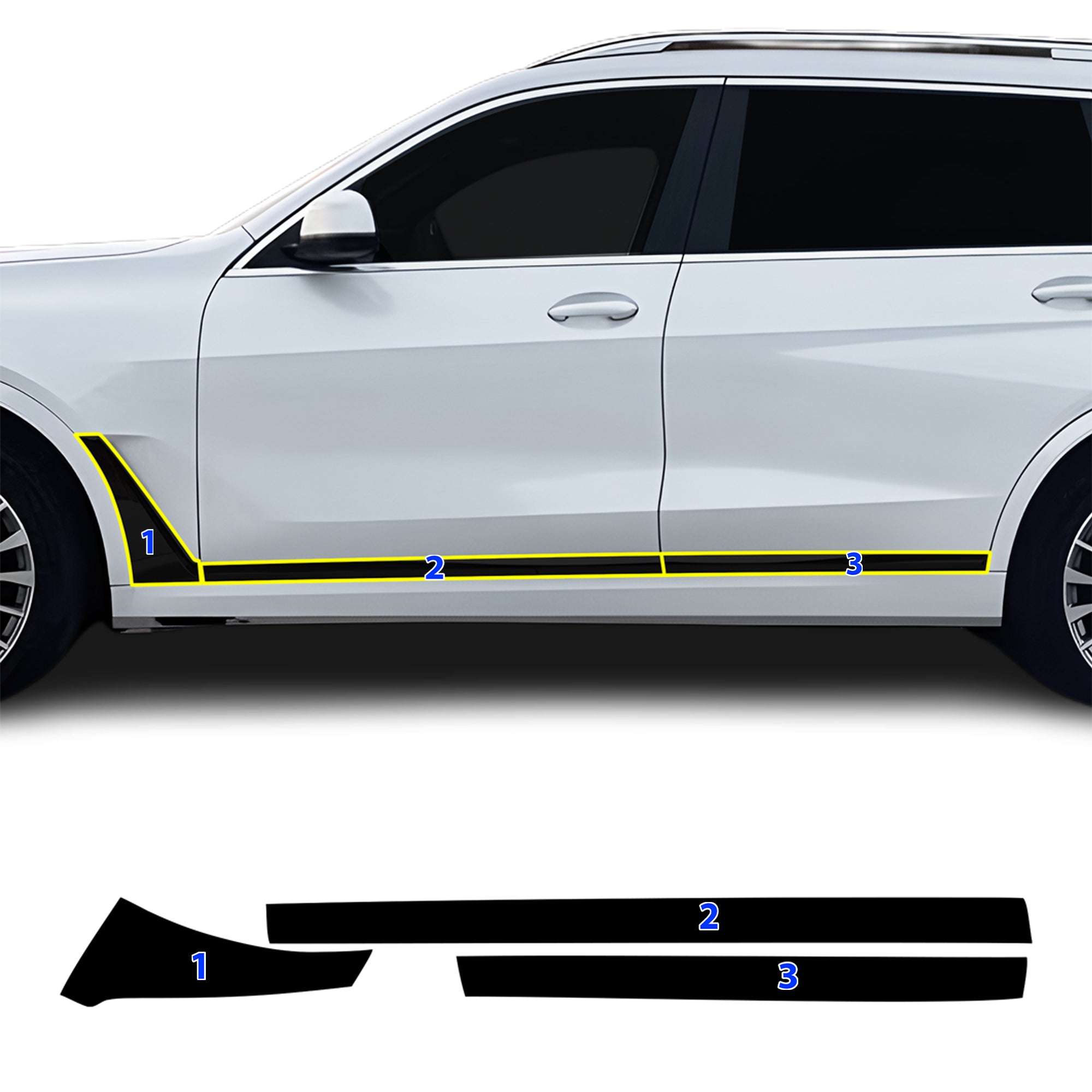 BMW X7 2019-2026 Blackout Chrome Delete Kit – Precut Gloss Black Vinyl Overlays