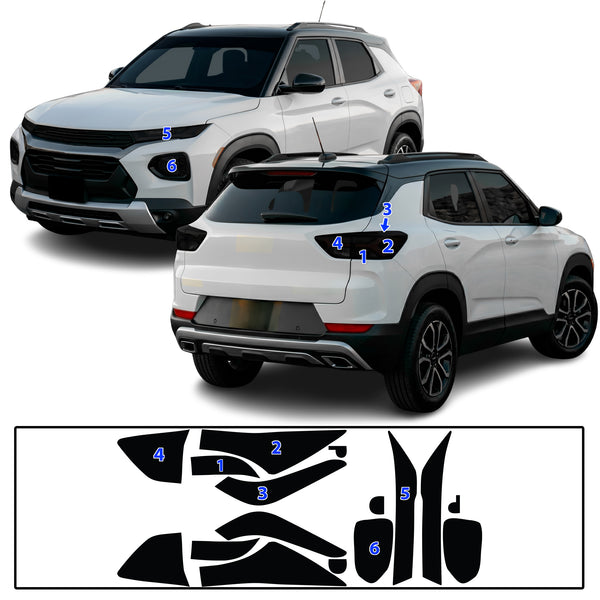 Chevrolet Trailblazer 2021–2023 Dark Smoke Headlight & Taillight Tint Kit – Precut Vinyl Lens Overlays