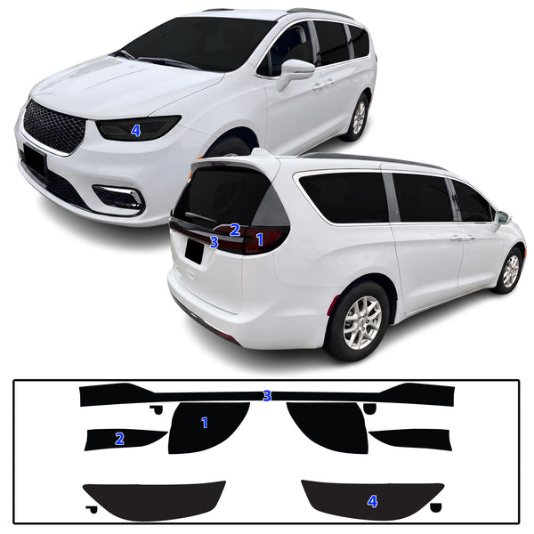Chrysler Pacifica 2021-2026 Dark Smoke Headlight & Taillight Tint Kit – Precut Vinyl Lens Overlays