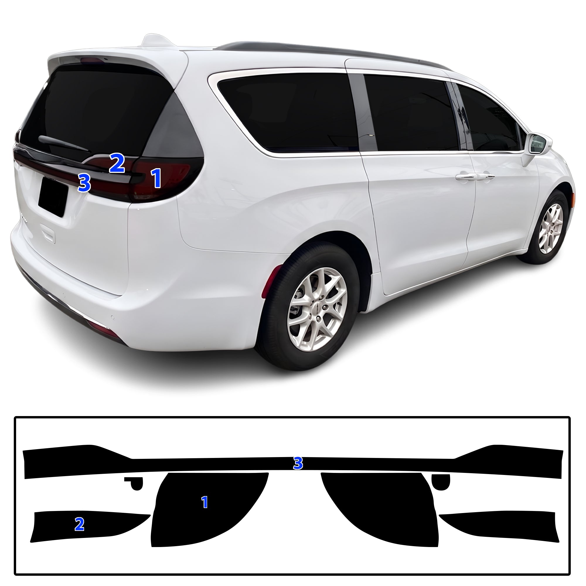 Chrysler Pacifica 2021-2026 Dark Smoke Headlight & Taillight Tint Kit – Precut Vinyl Lens Overlays