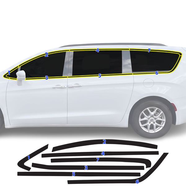Chrysler Pacifica 2017-2026 Blackout Chrome Delete Kit – Precut Gloss Black Vinyl Overlays