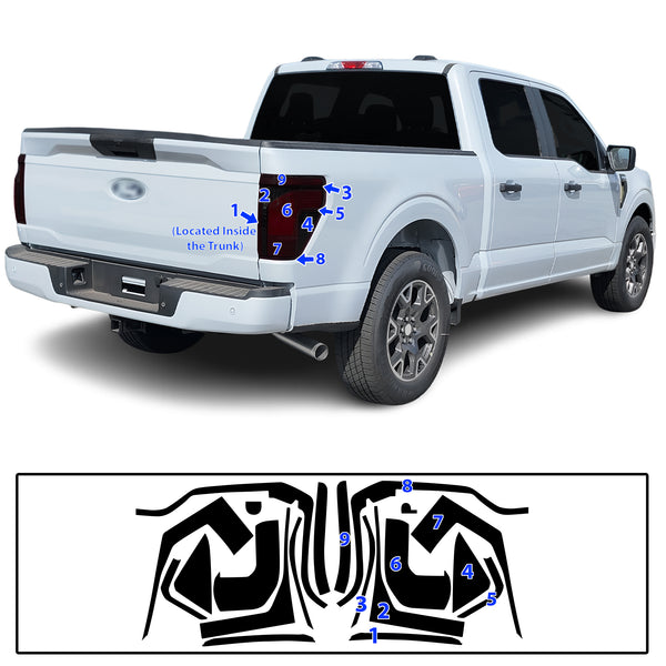 Ford F-150 2024-2026 Dark Smoke Headlight & Taillight Tint Kit – Precut Vinyl Lens Overlays Film