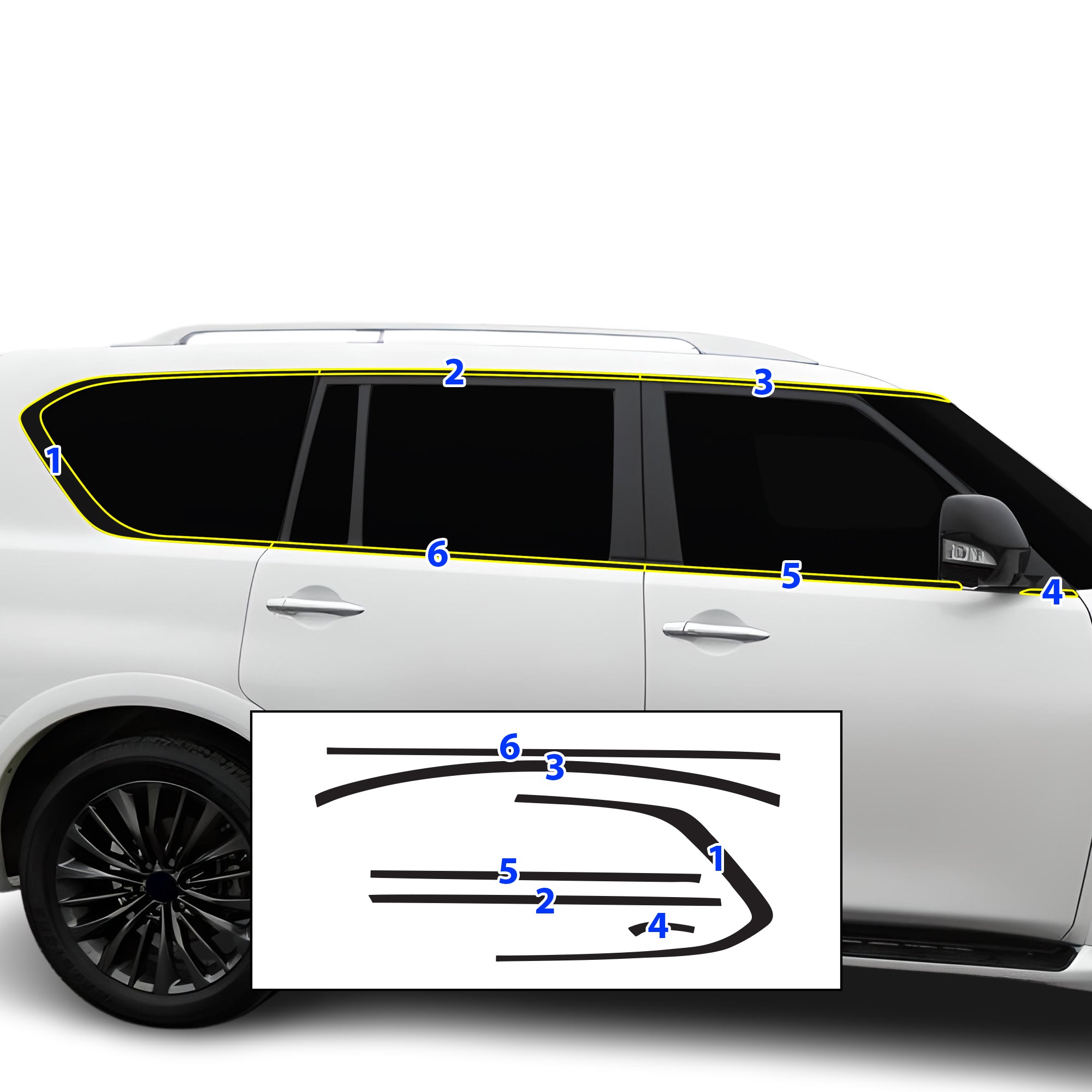 Vinyl Chrome Delete Blackout Decal Stickers Overlay Film Fits Infiniti QX80 - Bogar Tech Designs