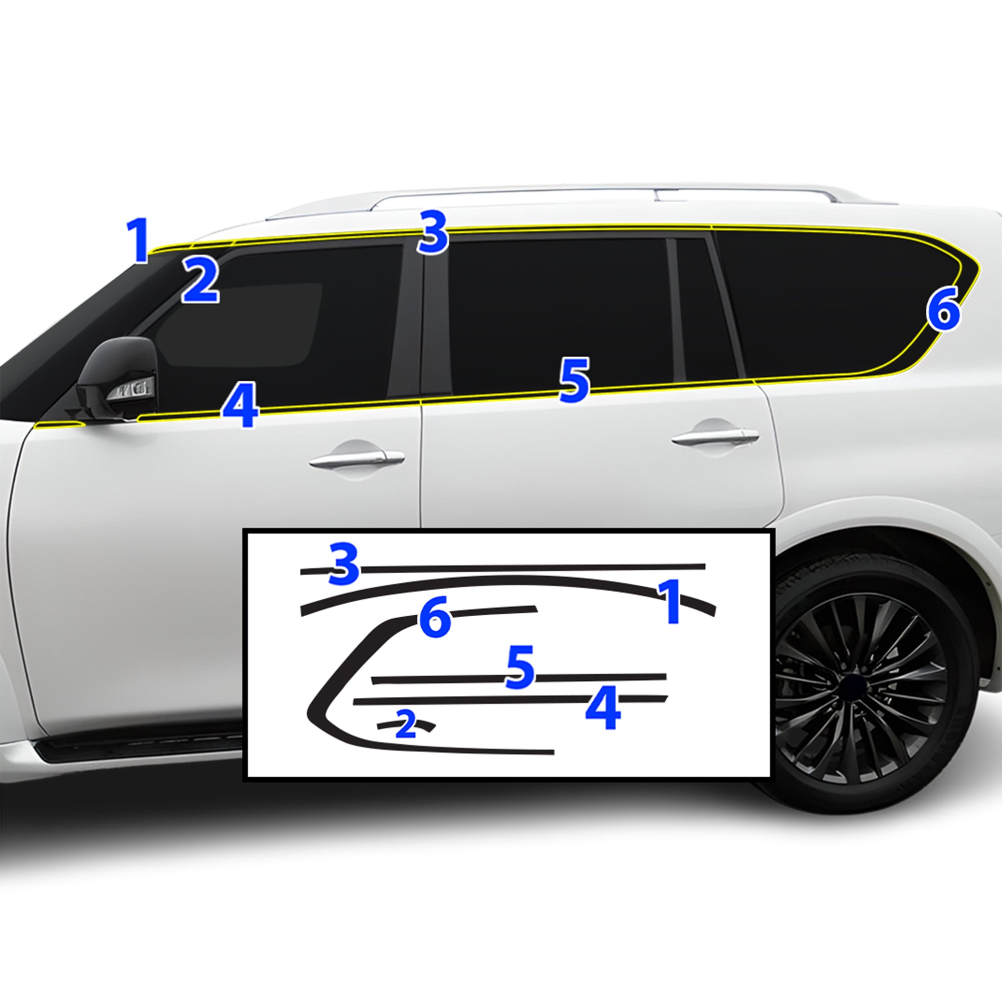 Infiniti QX80 2011-2024 Blackout Chrome Delete Kit – Precut Gloss Black Vinyl Overlays