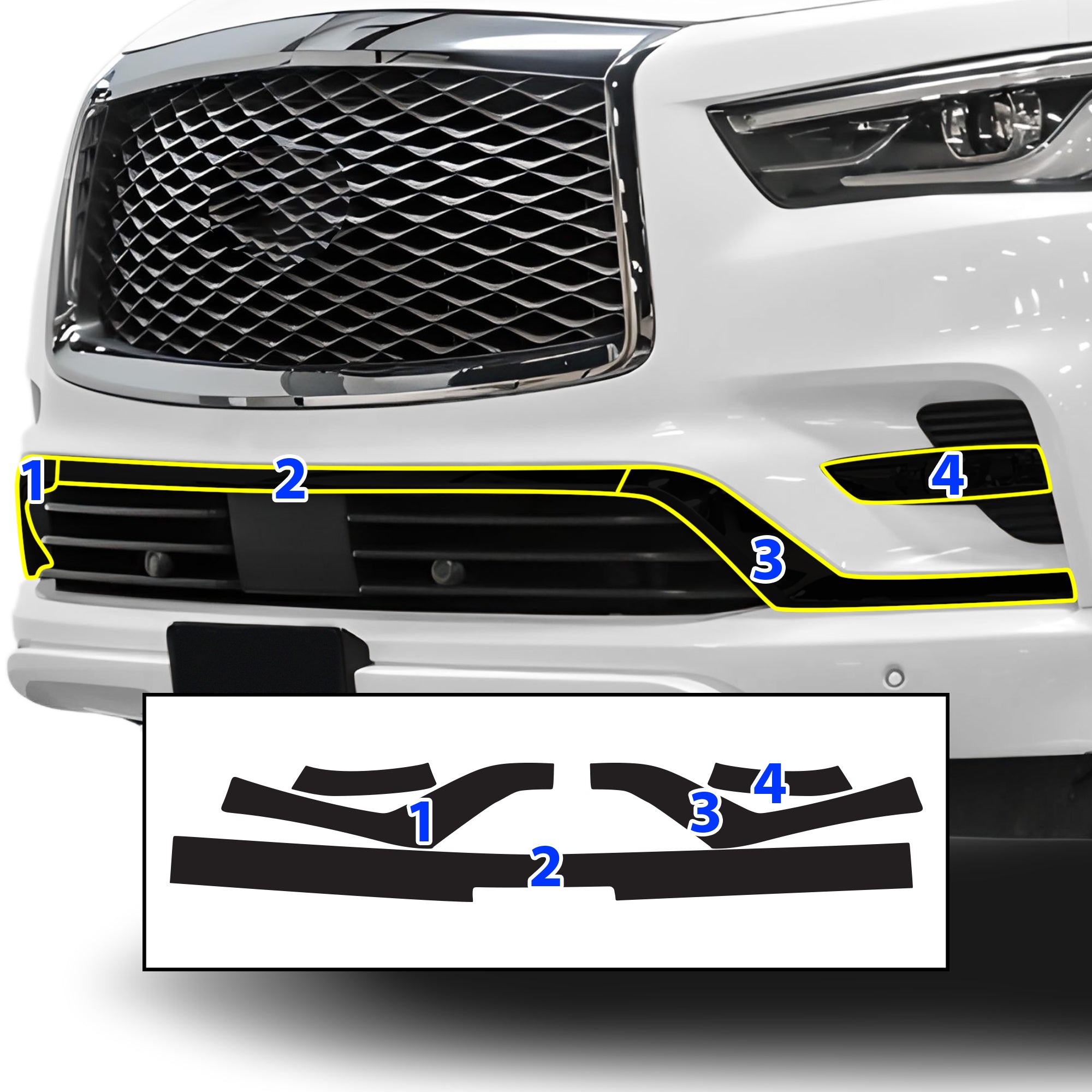 Vinyl Chrome Delete Blackout Decal Stickers Overlay Film Fits Infiniti QX80 - Bogar Tech Designs