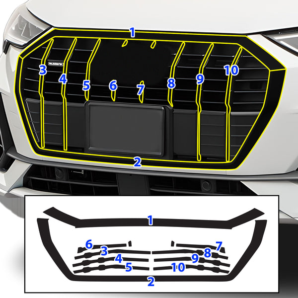 Vinyl Chrome Delete Blackout Decal Stickers Overlay Film Fits Audi Q3 2019-2024