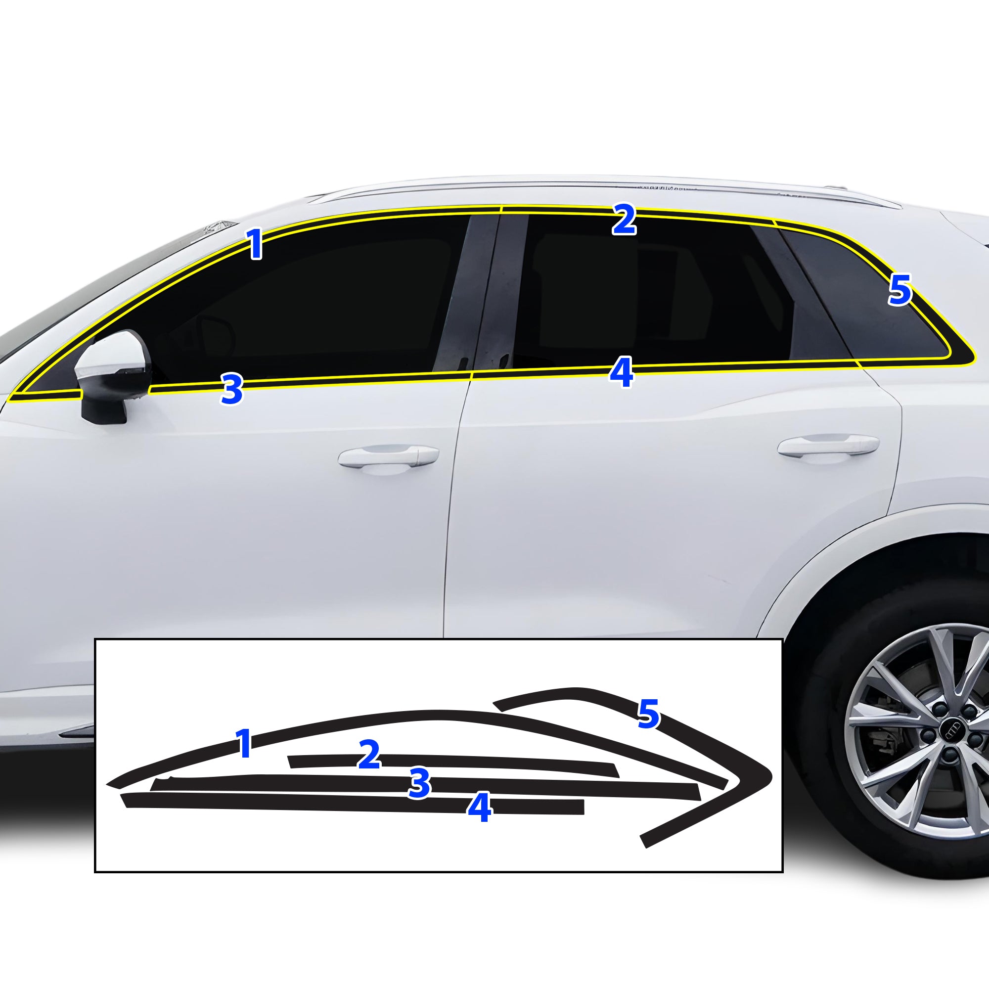 Vinyl Chrome Delete Blackout Decal Stickers Overlay Film Fits Audi Q3 2019 - 2025 - Bogar Tech Designs