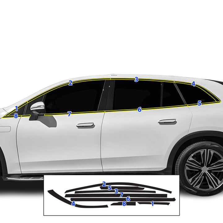 Vinyl Chrome Delete Blackout Decal Stickers Overlay Film Fits Mercedes Benz EQS SUV 2022+ - Bogar Tech Designs