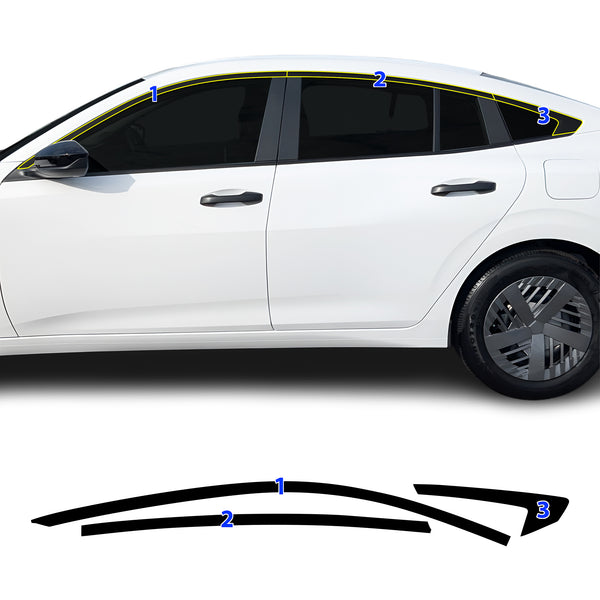 Nissan Sentra 2026+ Blackout Chrome Delete Kit – Precut Gloss Black Vinyl Overlays Film