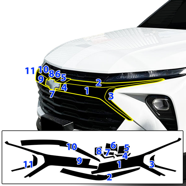 Fits Chevrolet Trailblazer 2024+ Vinyl Chrome Delete Grille Blackout Decal Stickers Overlay Film