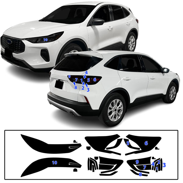 Ford Escape 2023-2026 Dark Smoke Headlight & Taillight Tint Kit – Precut Vinyl Lens Overlays Film
