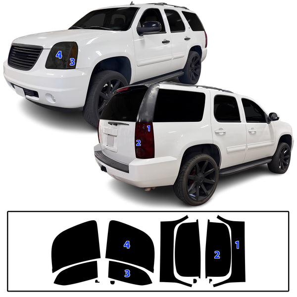 Fits GMC Yukon 2007-2014 Full Headlight Taillight Precut Smoked PPF Tint Kit Film Overlay