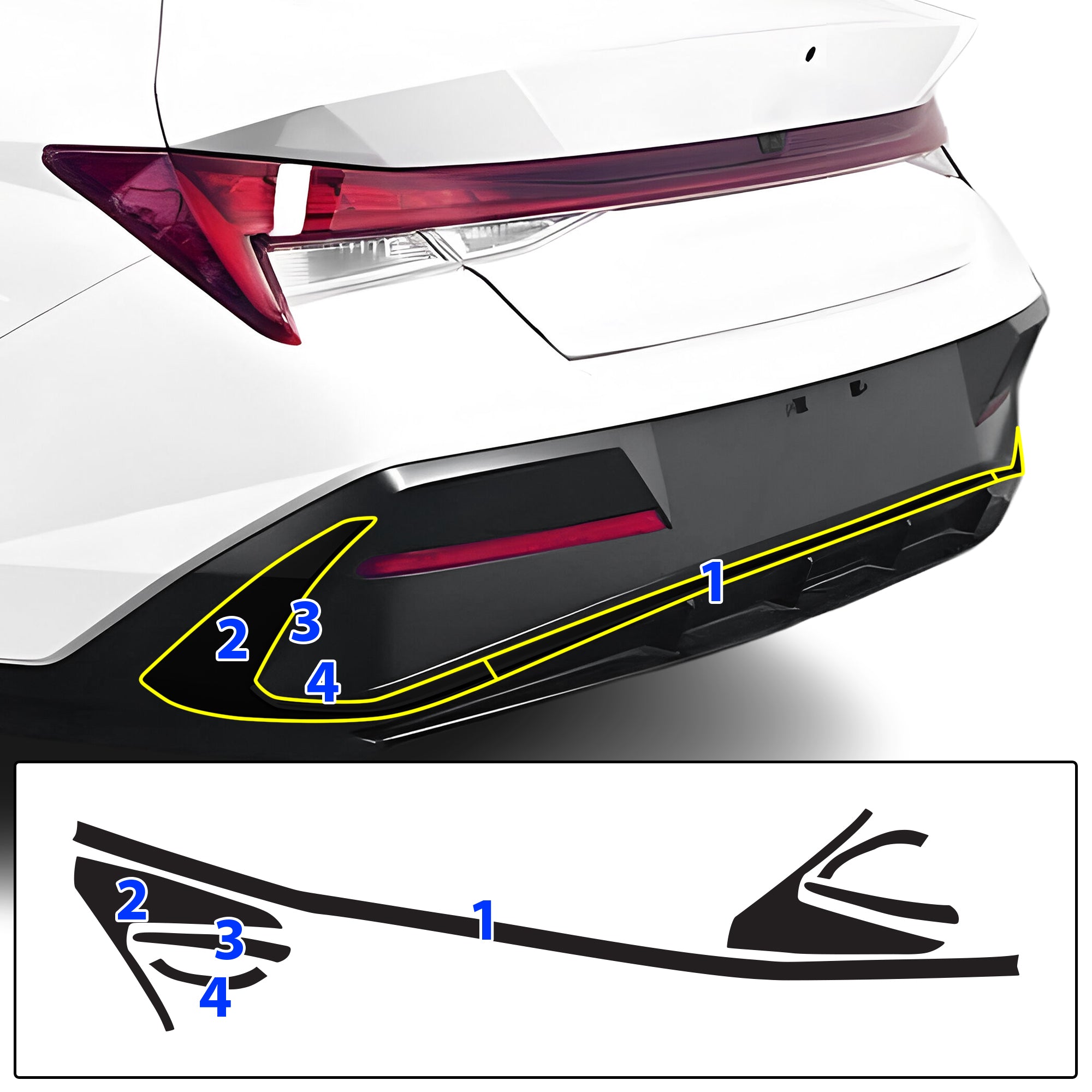 Vinyl Chrome Delete Front Rear Bumper Blackout Decal Stickers Overlay Film Fits Hyundai Elantra 2024 - 2025 - Bogar Tech Designs