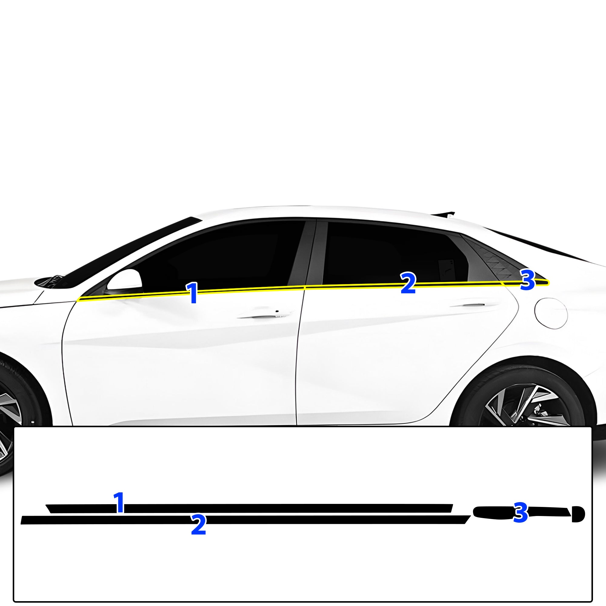 Vinyl Chrome Delete Front Rear Bumper Blackout Decal Stickers Overlay Film Fits Hyundai Elantra 2024 - 2025 - Bogar Tech Designs