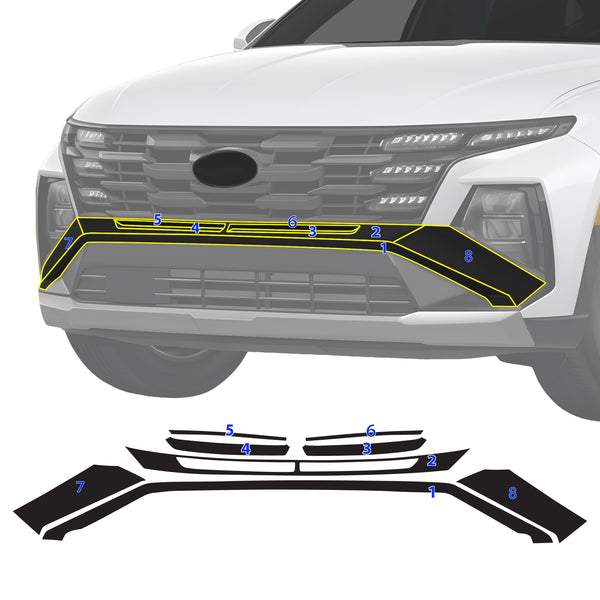 Hyundai Tucson 2022-2026 Window Trim Blackout Chrome Delete Kit – Precut Gloss Black Vinyl Overlays