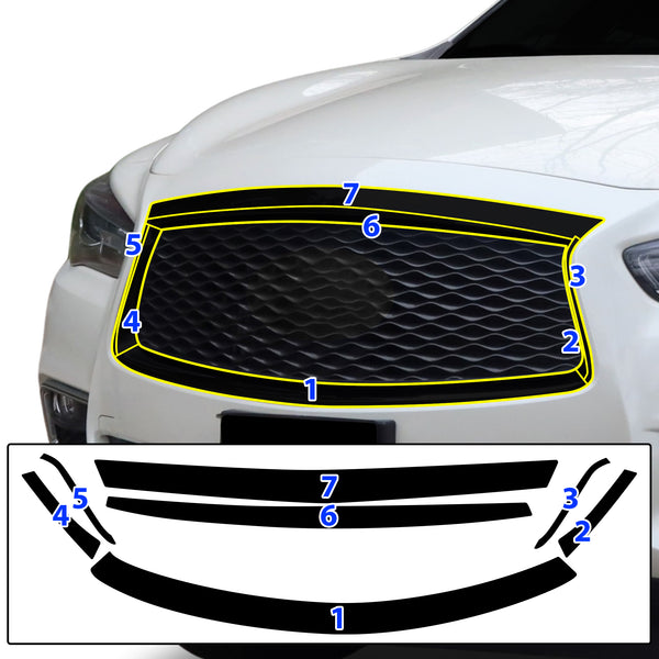 Fits Infiniti QX60 2016-2020 Vinyl Chrome Delete Grille Blackout Decal Stickers Overlay Film