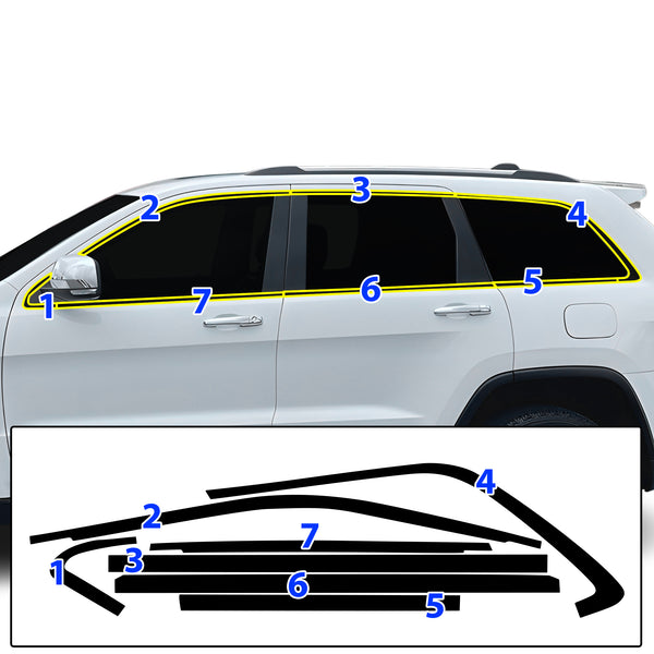 Fits Jeep Grand Cherokee 2014-2021 Vinyl Chrome Delete Grille Blackout Decal Stickers Overlay Film