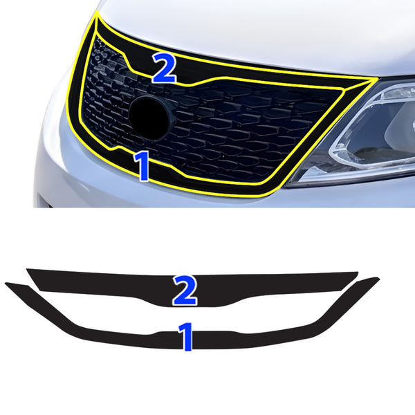 Fits Kia Sorento 2014-2015 Vinyl Chrome Delete Grille Blackout Decal Stickers Overlay Film