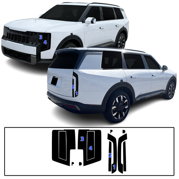 Kia Telluride 2027+ Dark Smoke Headlight & Taillight Tint Kit – Precut Vinyl Lens Overlays Film