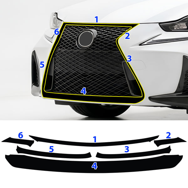 Fits Lexus IS 2017-2020 Vinyl Chrome Delete Grille Blackout Decal Stickers Overlay Film