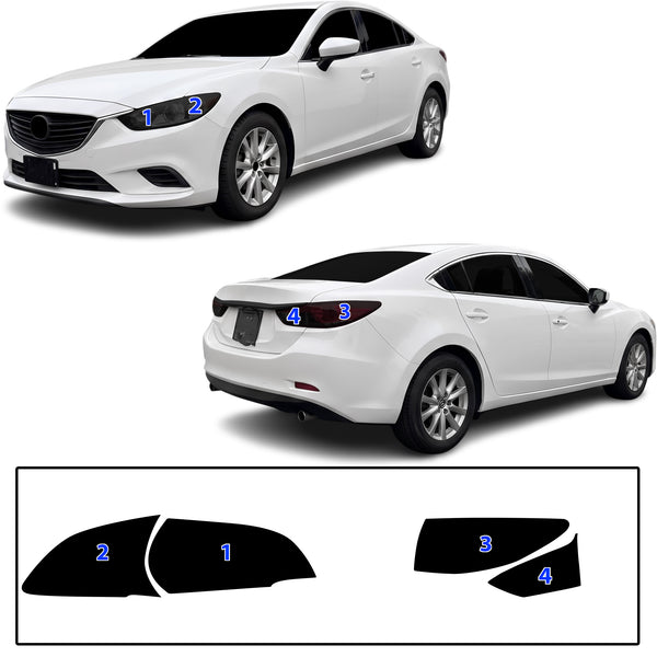 Fits Mazda Mazda6 2014-2017 Full Headlight Taillight Precut Smoked PPF Tint Kit Film Overlay