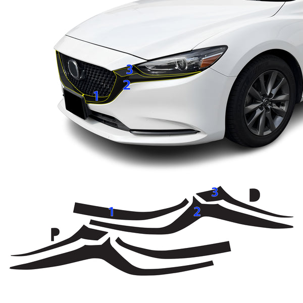 Fits Mazda Mazda6 2014-2017 Vinyl Chrome Delete Grille Blackout Decal Stickers Overlay Film