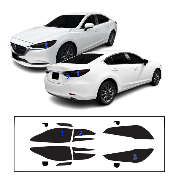 Fits Mazda Mazda6 2018-2021 Full Headlight Taillight Precut Smoked PPF Tint Kit Film Overlay