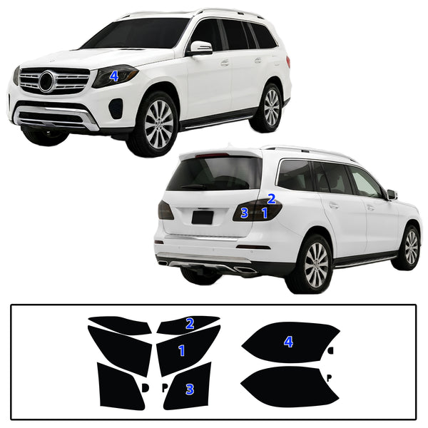 Mercedes-Benz GLS 2017-2019 Dark Smoke Headlight & Taillight Tint Kit – Precut Vinyl Lens Overlays Film