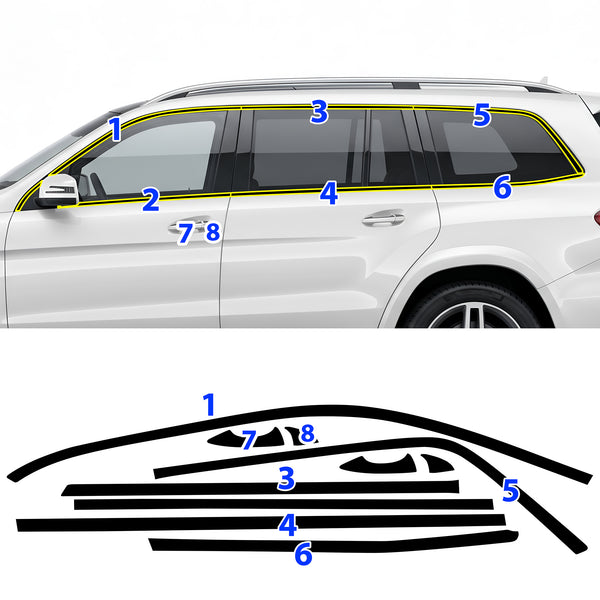Fits Mercedes-Benz GLS 2017-2019 Vinyl Chrome Delete Grille Blackout Decal Stickers Overlay Film