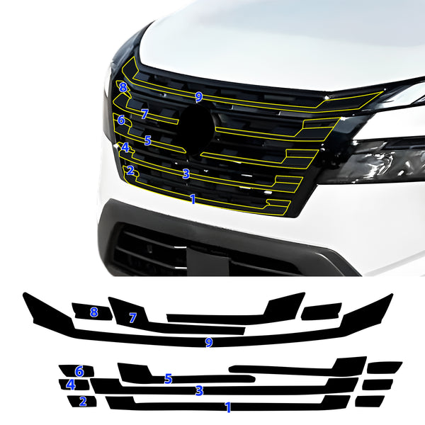 Nissan Rogue 2024-2026 Blackout Chrome Delete Kit – Precut Gloss Black Vinyl Overlays Film