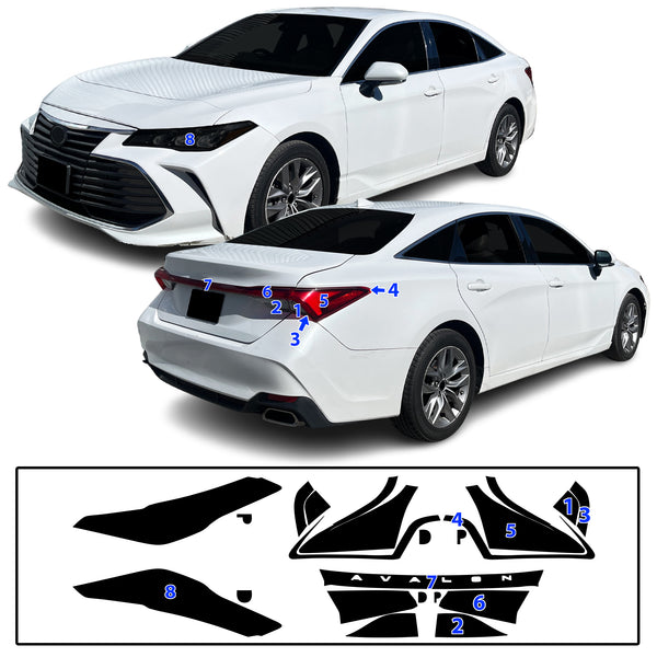 Toyota Avalon 2019-2022 Dark Smoke Headlight & Taillight Tint Kit – Precut Vinyl Lens Overlays Film