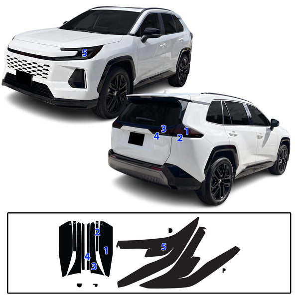 Toyota RAV4 2026-2027 Dark Smoke Headlight & Taillight Tint Kit – Precut Vinyl Lens Overlays Film