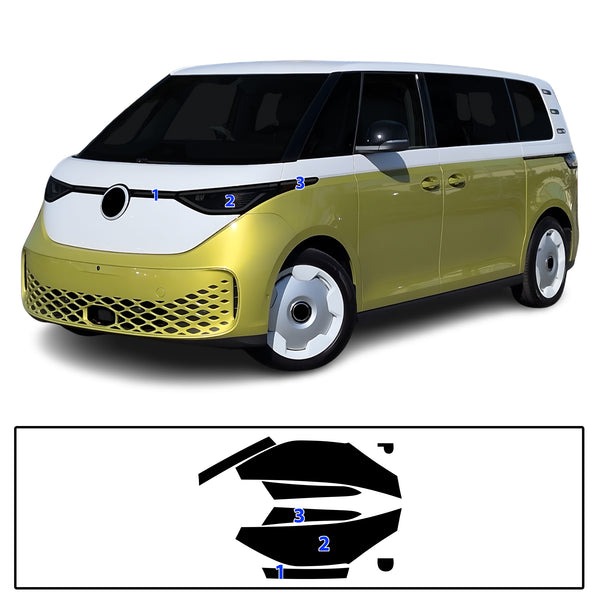 Volkswagen ID. Buzz 2025 Dark Smoke Headlight & Taillight Tint Kit – Precut Vinyl Lens Overlays Film