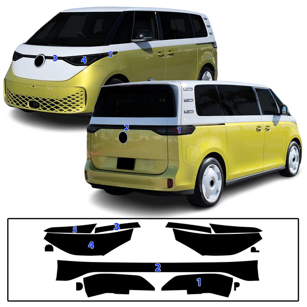 Volkswagen ID. Buzz 2025 Dark Smoke Headlight & Taillight Tint Kit – Precut Vinyl Lens Overlays Film