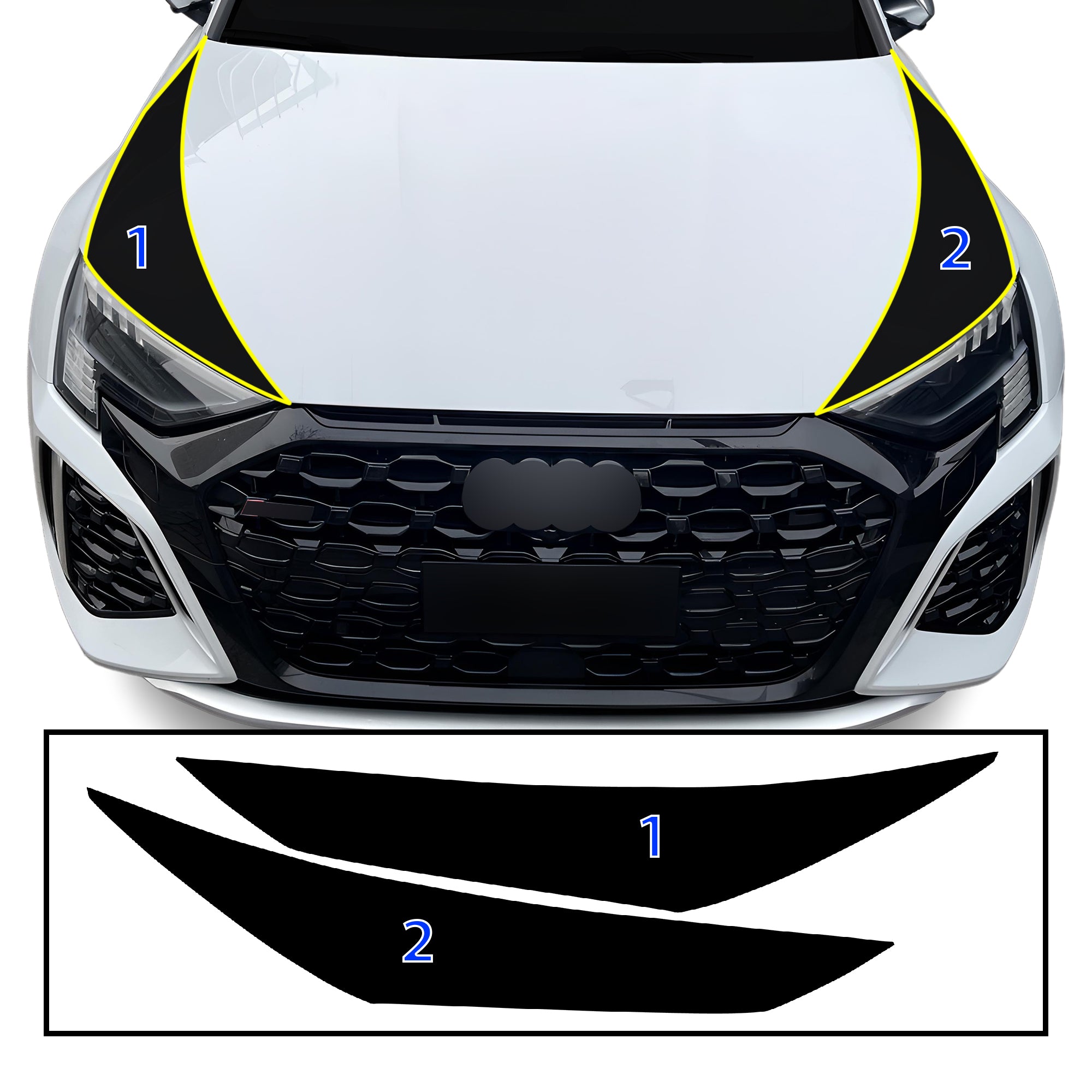 Vinyl Middle Hood Side Skirt Blackout Decal Stickers Overlay Film Fits Audi A3 S3 RS3 2022 - 2024 - Bogar Tech Designs