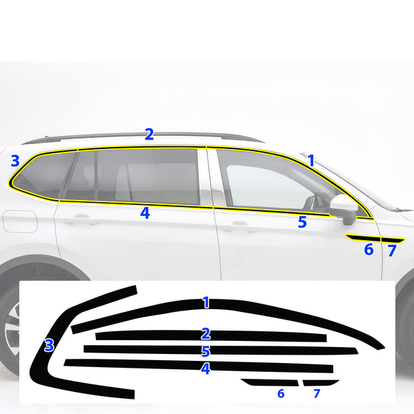 Volkswagen Tiguan 2018-2024 Blackout Chrome Delete Kit - Precut Gloss Black Vinyl Overlays