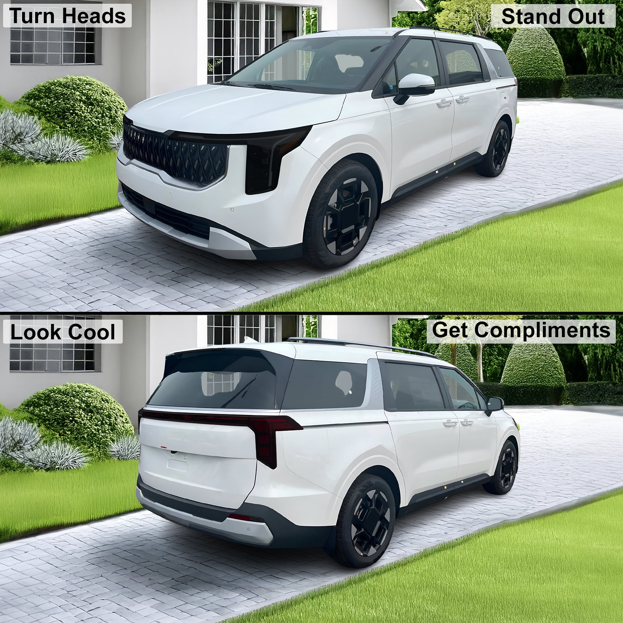 KIA Carnival 2025–2026 Dark Smoke Headlight & Taillight Tint Kit – Precut Vinyl Lens Overlays
