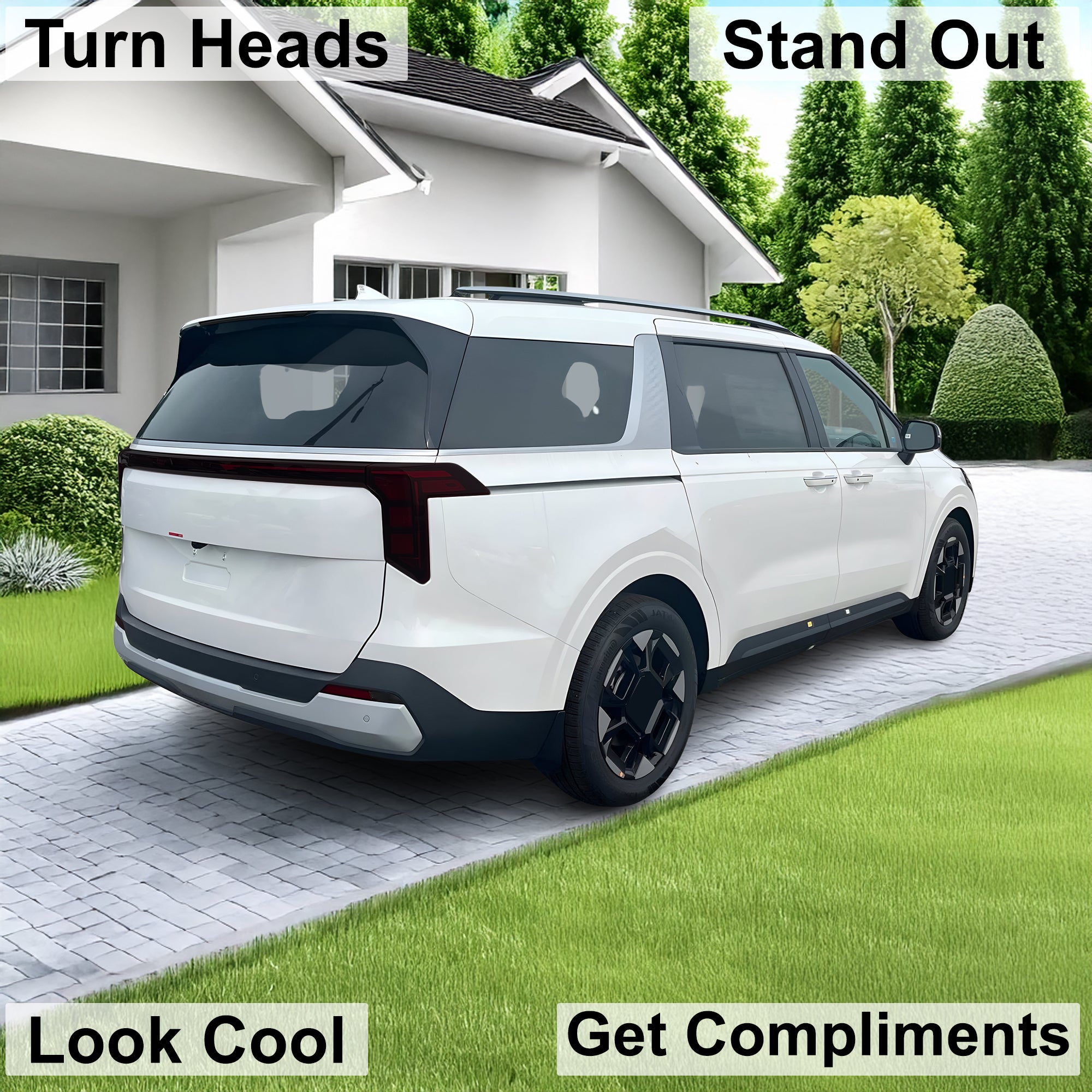 KIA Carnival 2025–2026 Dark Smoke Headlight & Taillight Tint Kit – Precut Vinyl Lens Overlays
