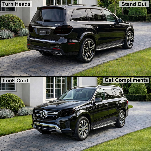 Mercedes-Benz GLS 2017-2019 Dark Smoke Headlight & Taillight Tint Kit – Precut Vinyl Lens Overlays Film