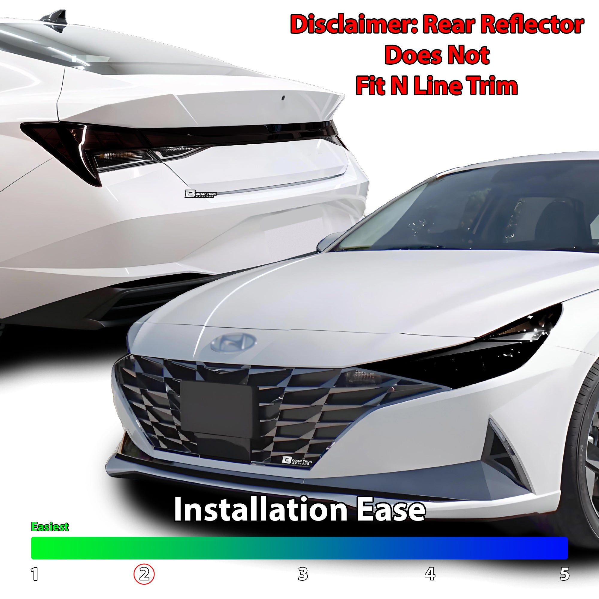 Full Headlight Taillight Precut Smoked PPF Tint Kit Film Overlay Fits Hyundai Elantra 2021 - 2025 - Bogar Tech Designs